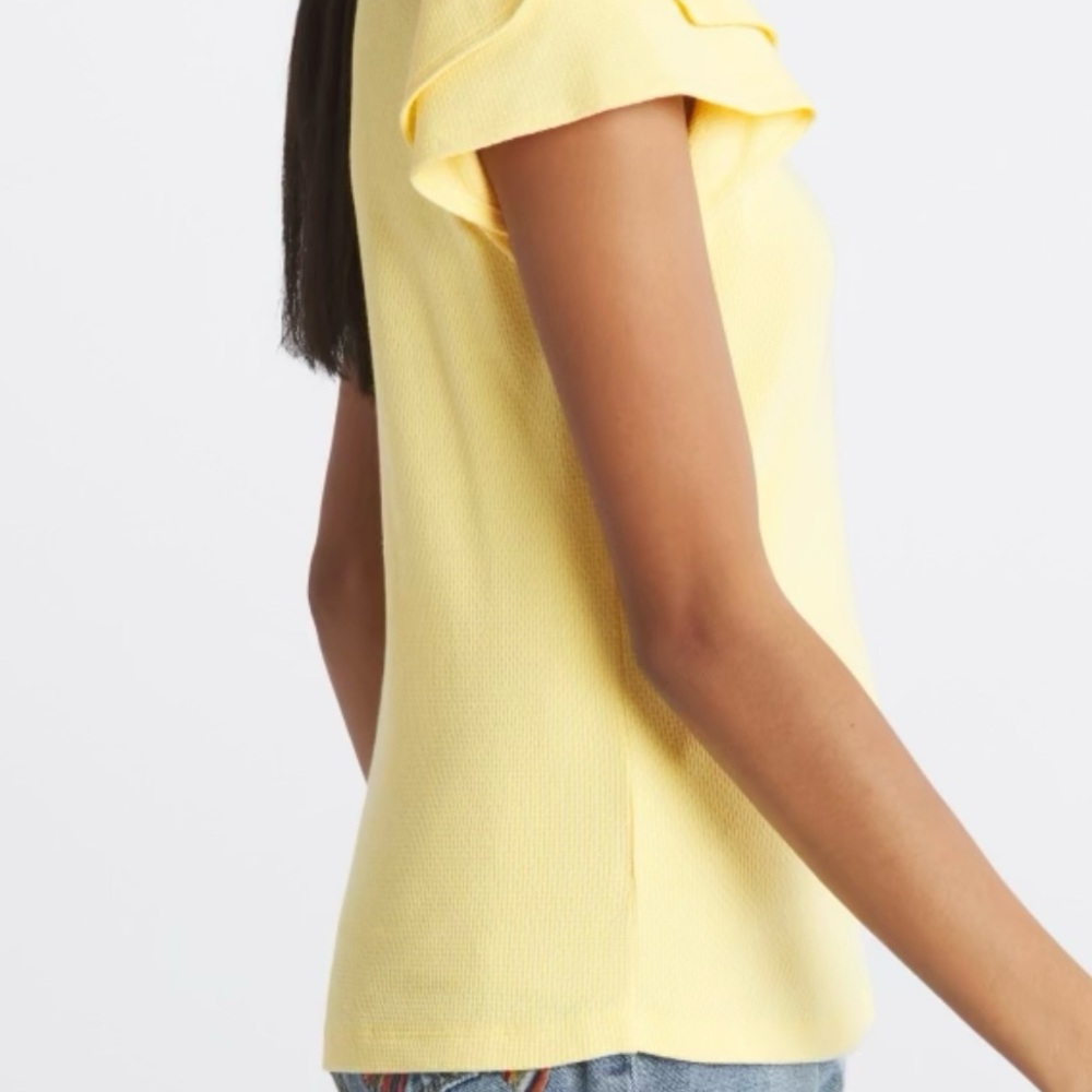 Yellow Ruffle Sleeve Top - Picture 2 of 4